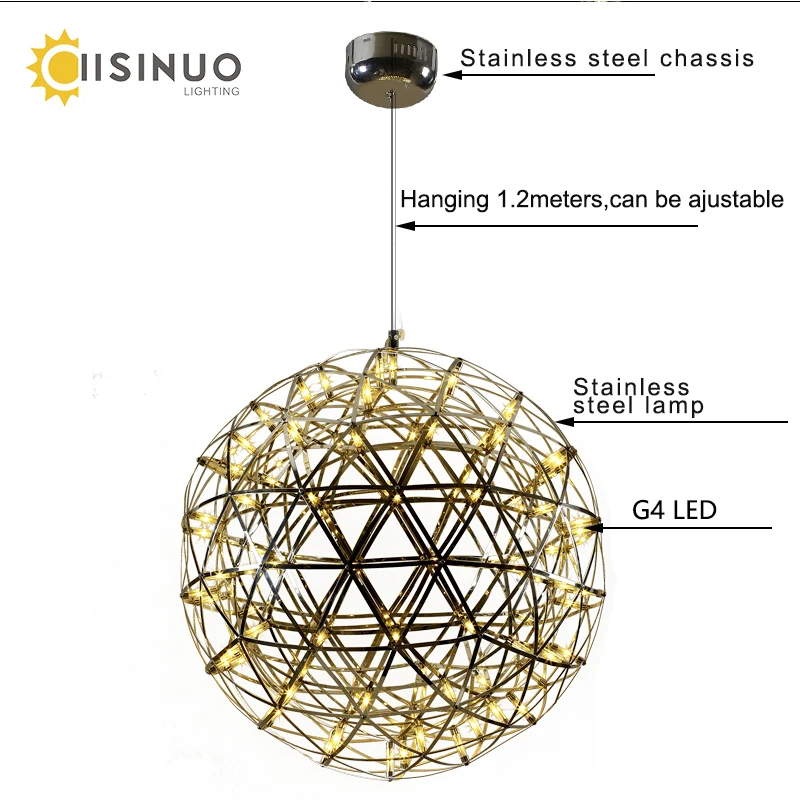 Imagem -05 - Luxo Moderno Led Faísca Bola Lustre Fogos de Artifício g4 Pendurado Luz Pingente para Decoração Casa Luminárias Aço Inoxidável