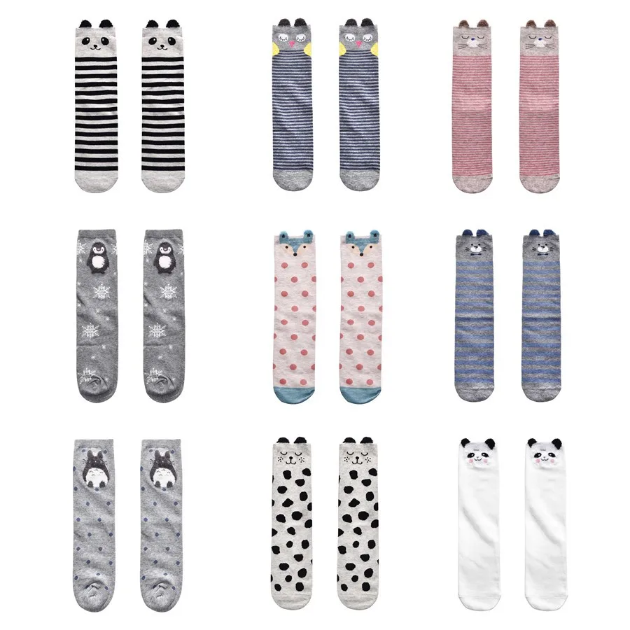 

Knee High Children Long Socks For Baby Girls Boys Print Cat Fox Kids Socks Cotton Striped Cartoon Animal Cute Sock SK112