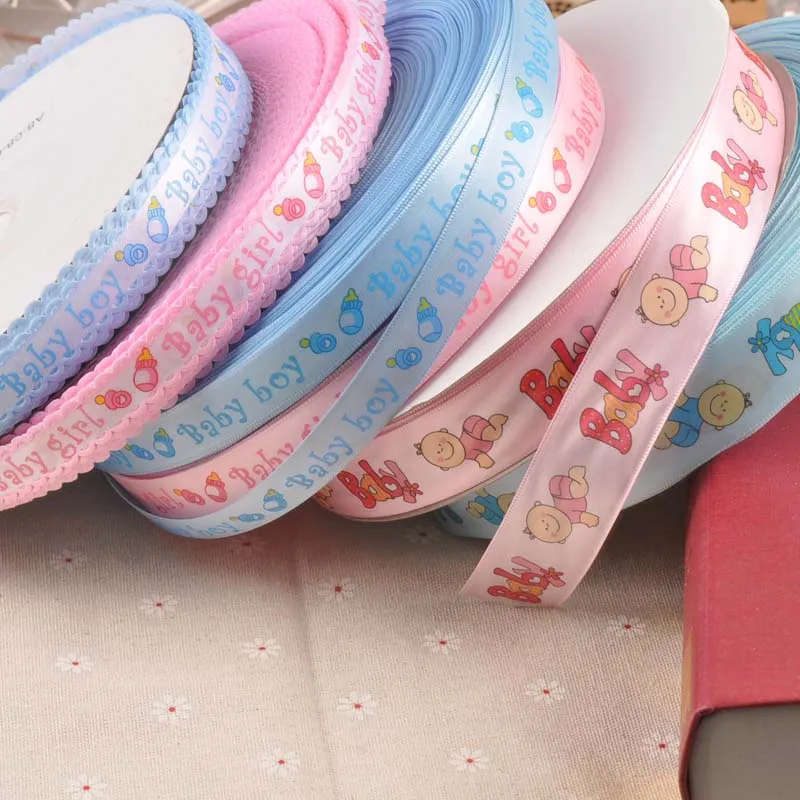 6yard/lot Mix Pink/blue Baby Ribbons Trim Lace Set for Bow Craft DIY Box Packing Art Sewing Accessories width 1.5/2.5cm CP2228