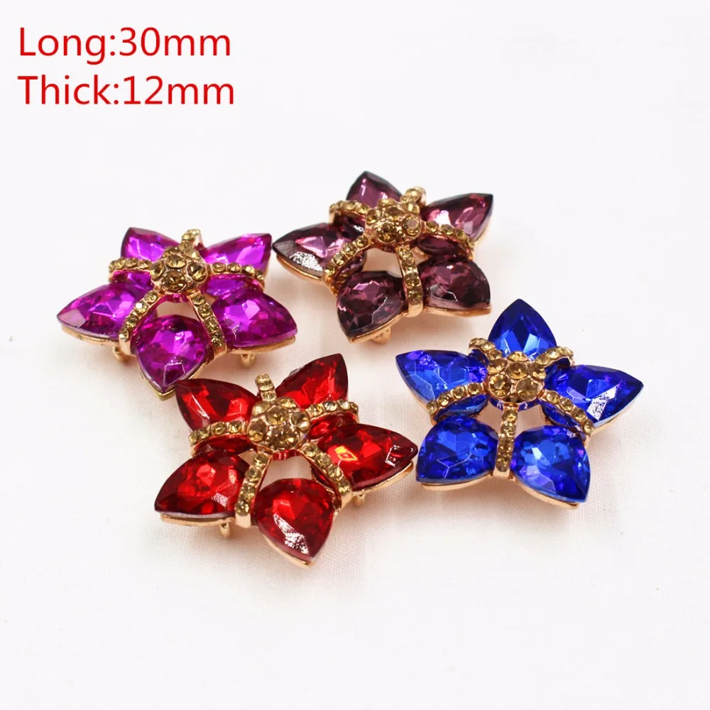 165193,1pcs 4color 30mm select Rhinestone inlaid metal buttons flower Clothing accessories Jewelry Accessories diy