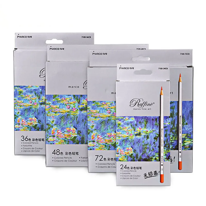 Marco 24 36 48 72 Colored Pencil Painting Set Lapis De Cor Non-toxic Lead-free Oily Color Pencils Writing Pen Office School