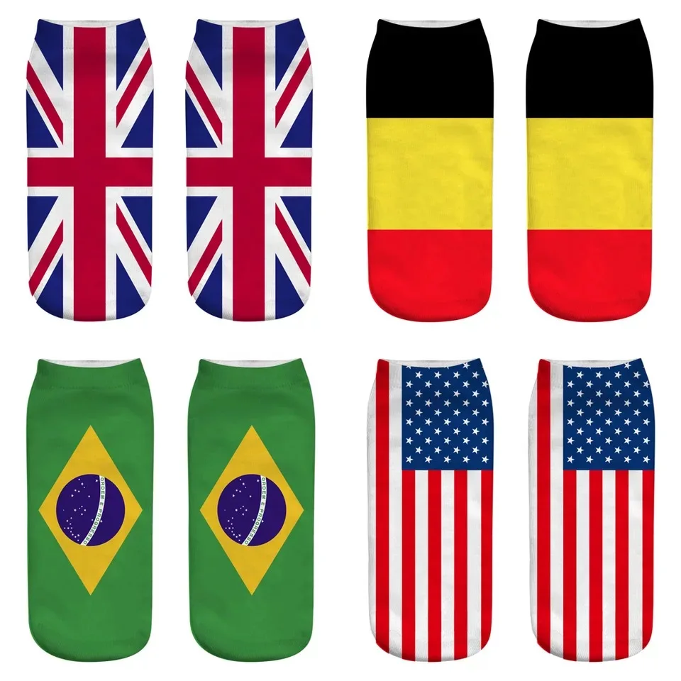 New 3D National Flag Printed Socks Printed Socks,Man and Women Socks,a Variety of Styles Can Be Selected,Fashion Cute Lovely