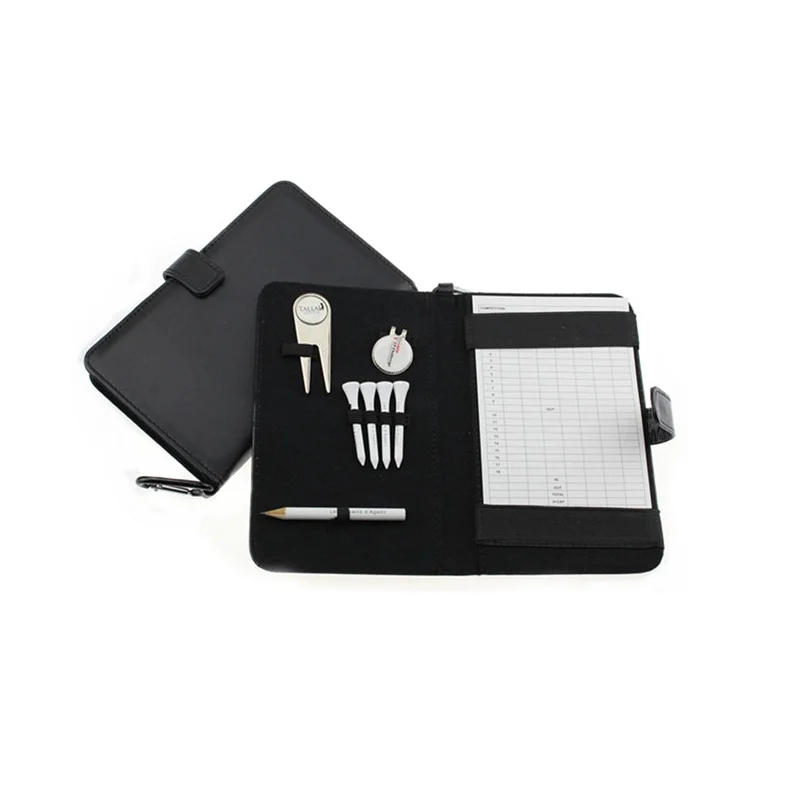 

Golf Scorecard Holder with Hook PU Leather Packed with Green Fork Golf Marker Hat Clip 54mm Golf Tees