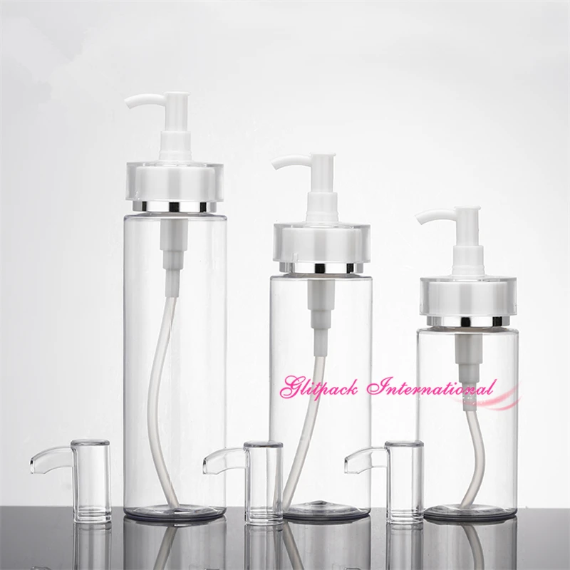 120ml 160ml 200ml Empty Clear PET Cylinder Container W/ Lotion Spray Mist Pump Acrylic Cap Cosmetic Sprayer Bottle Packaging