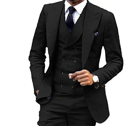 Trajes de boda a la moda para hombre, chaqueta, pantalones, chaleco y corbata, esmoquin hecho a medida para baile de graduación, trajes italianos elegantes, 3 piezas, nuevo