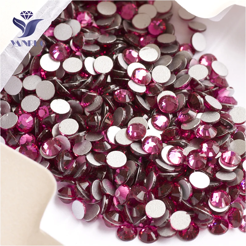 

YANRUO 2058NoHF Fuchsia DIY Flat Back Strass Non Hotfix Crystal Nails Stones Rhinestones For Crafts