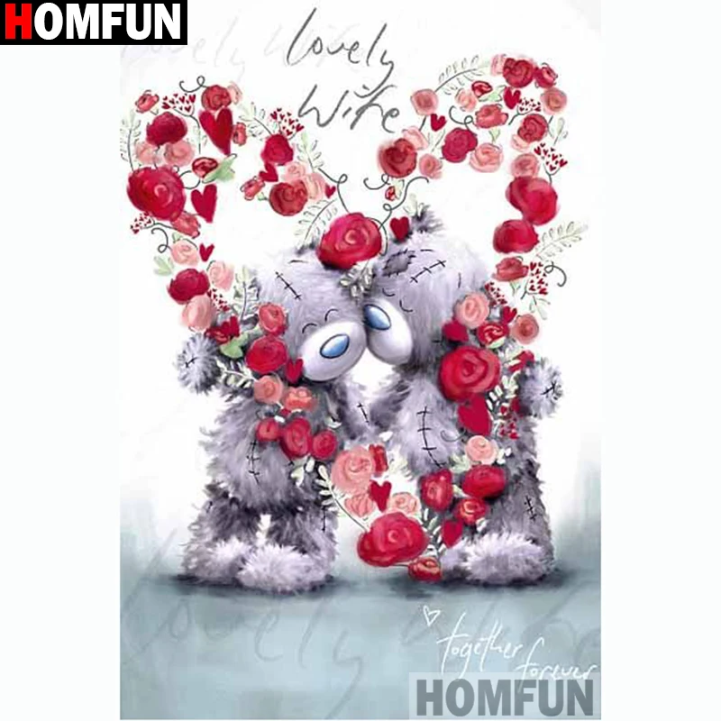 

HOMFUN Full Square/Round Drill 5D DIY Diamond Painting "Flower bear" Embroidery Cross Stitch 5D Home Decor Gift A13092