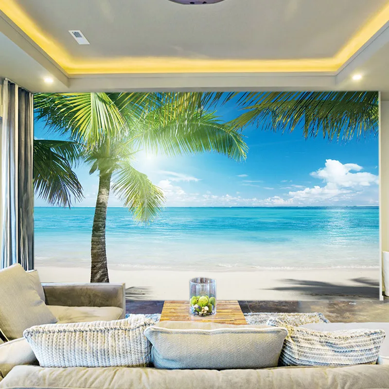 

Custom Photo 3D Wallpaper Southeast Asia Seaside Sunshine Landscape Living Room Theme Hotel Backdrop Mural Wall Paper Home Decor