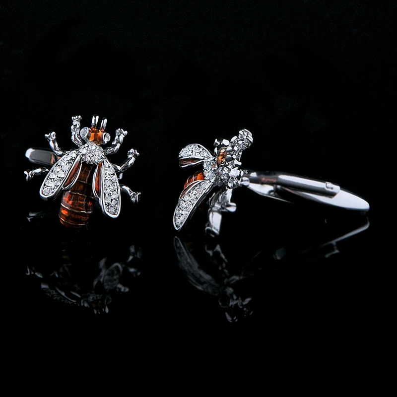 KFLK Jewelry shirt cufflinks for mens Brand Crystal Cuff link Wholesale Luxury Button Male High Quality Animal Bee guests