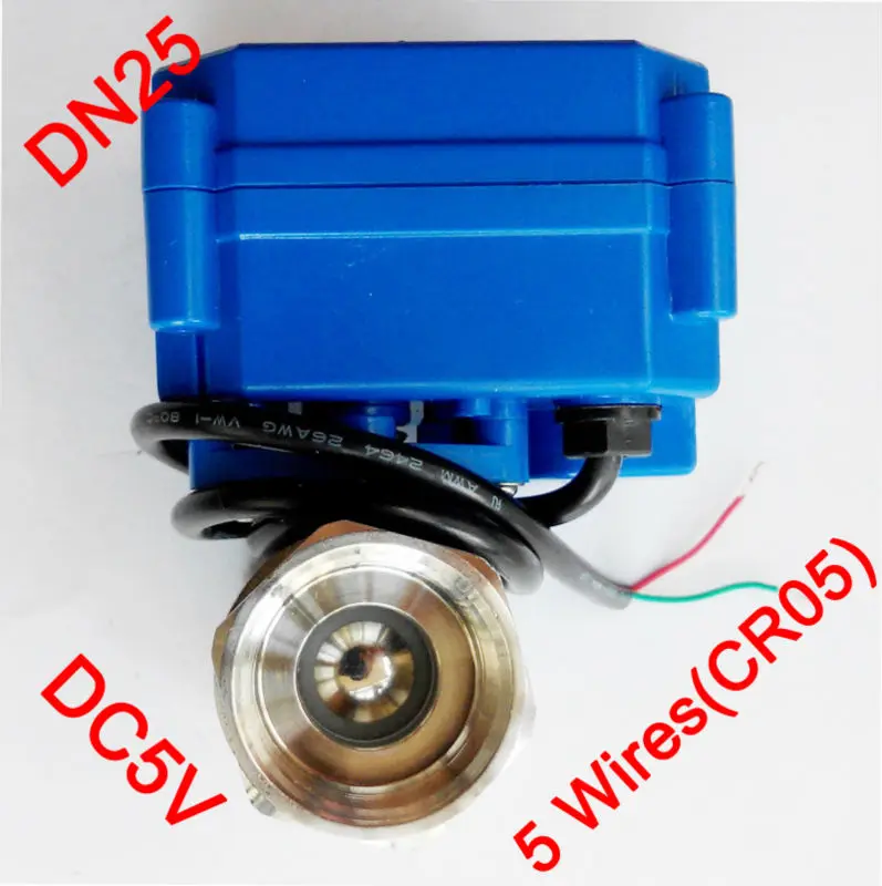 

1" Miniature Electric valve 5 wires (CR05), DC5V Electric motorized ball valve SS304, DN25 electric valve signal feedback