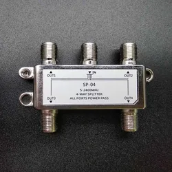 2018 5-2400MHz 4-forma divisor de 4 canales satélite señal divisor de potencia de receptor de TV por satélite para SATV CATV diseño conmutador