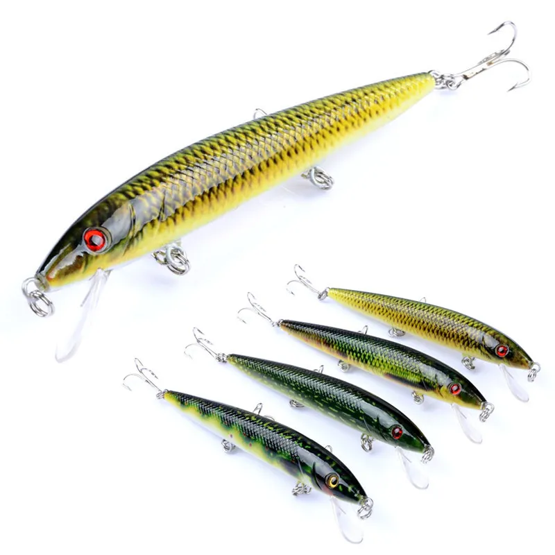 1Pcs Minnow Fishing Lure 12cm 13.7g Laser Painted Hard Wobblers Artificial Bait Crankbait Floating Minnows Fishing Tackle WD-418