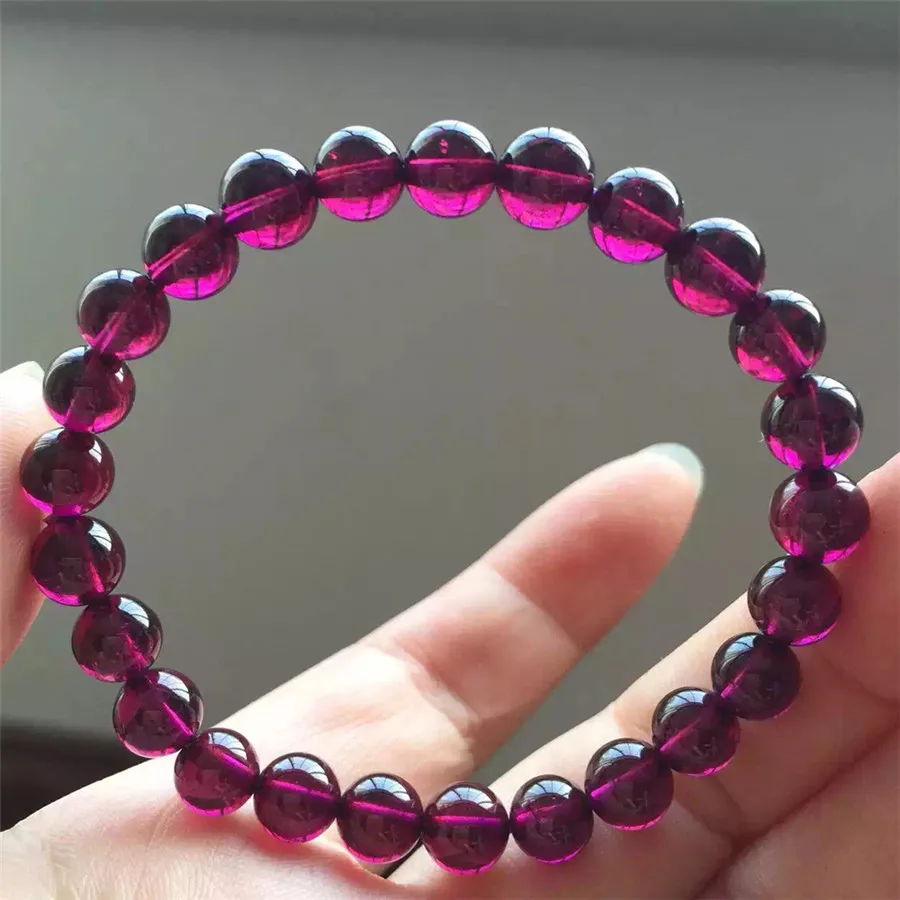 

Natural Purple Red Garnet Quartz Beads Bracelet Women Men Clear Round Beads Stretch Purple Garnet Bracelet 7mm 8mm 9mm AAAAAA