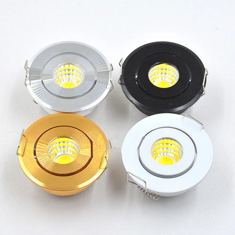 Mini 5W Led Spotligh COB z możliwością ściemniania 230v LED typu Downlight satynowy niklowy miniaturowy wyświetlacz z biżuterią 40mm wycięty lampa