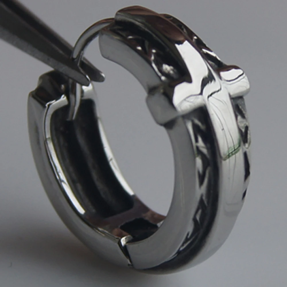 

men jewelry cool cross 316L stainless steel men/boy's earring hoop punk