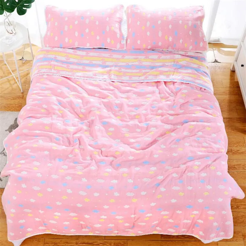 

150*200CM 6 layers cotton sleeping blanket summer sleeping bedding sheet blanket 100% cotton muslin bed cover sherpa blankets