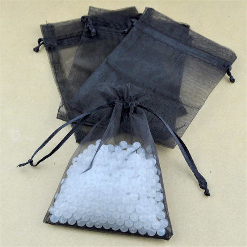 

wholesale 100pcs 13x18cm Organza gift bags black color Drawable Organza Bags Wedding Christmas Gift Bags free shipping