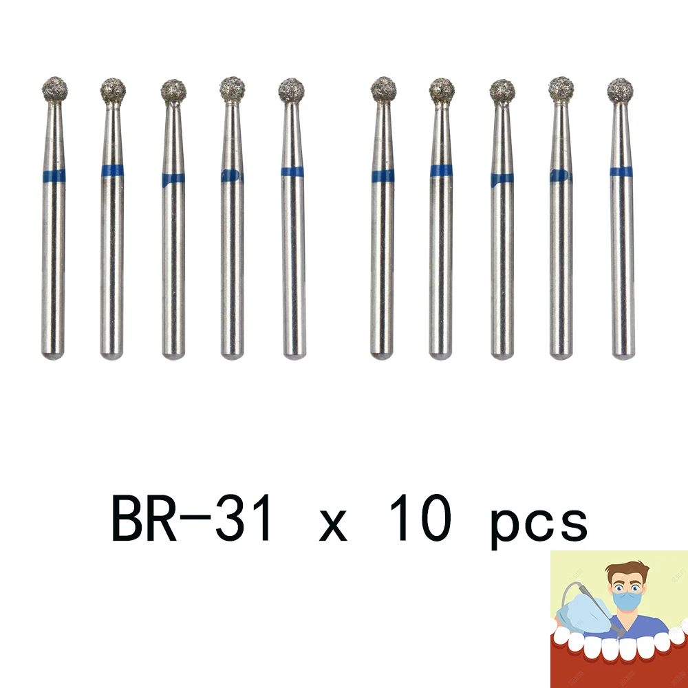 60 pcs Dental Diamond Burs Dentistry Lab High Speed Handpiece Handle Diameter 1.6mm Dentist Tools BR31 BR45 BR46 TR13 TR14 TF11