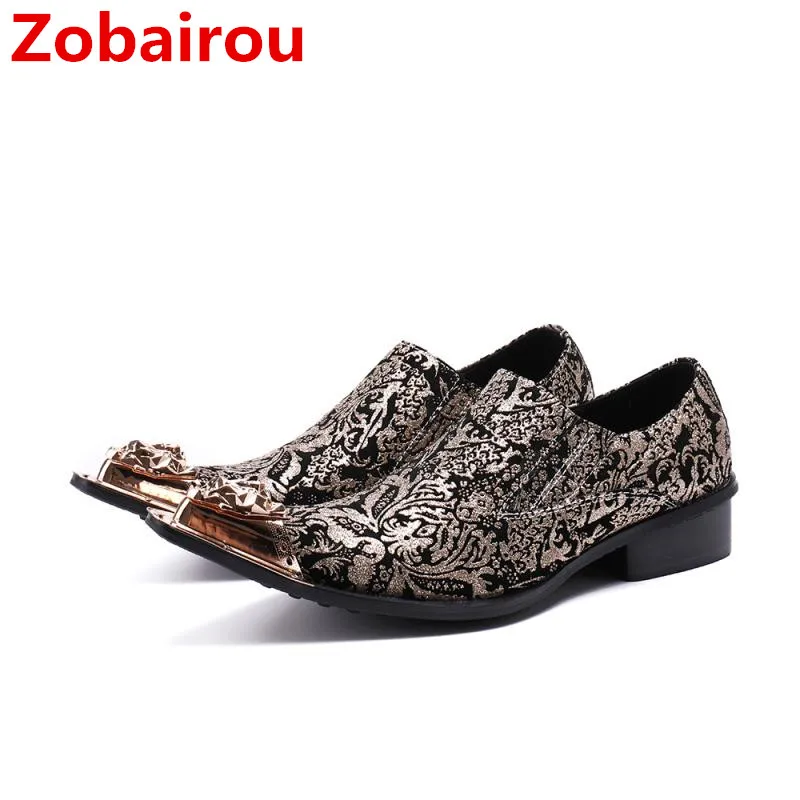 

Zobairou Italian Mens Shoes Brands Dress Shoes Spiked Flats loafers Black Gold Genuine Leather Luxury Shoes Men Chaussure Homme