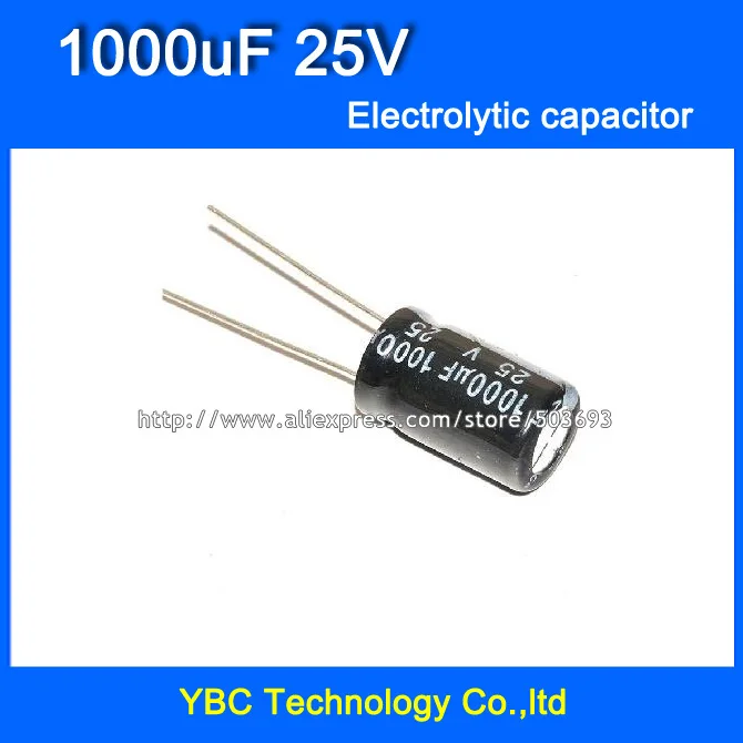 

Free Shipping 100pcs/lot 25V 1000uF Electrolytic Capacitor 10*17mm