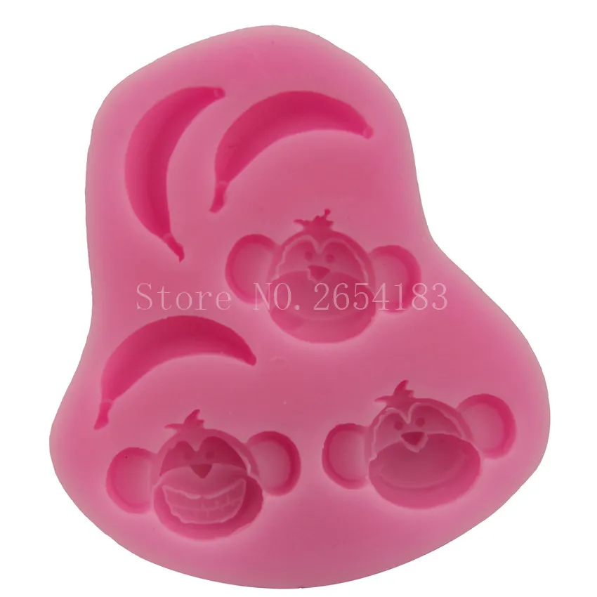 Animal Monkey Banana Silicone Fondant Cake Mold Cupcake Jelly Candy Chocolate Decoration Baking Tool Moulds Resin Art Available