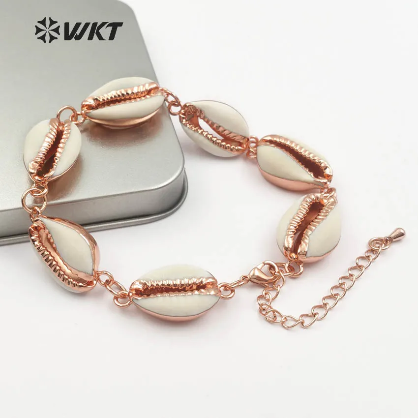 WT-B429 Simple Design Four Colors In Gold Rose Gold Black Bracelets Cowrie Shell With Fine Electroplated Plated Bracelets