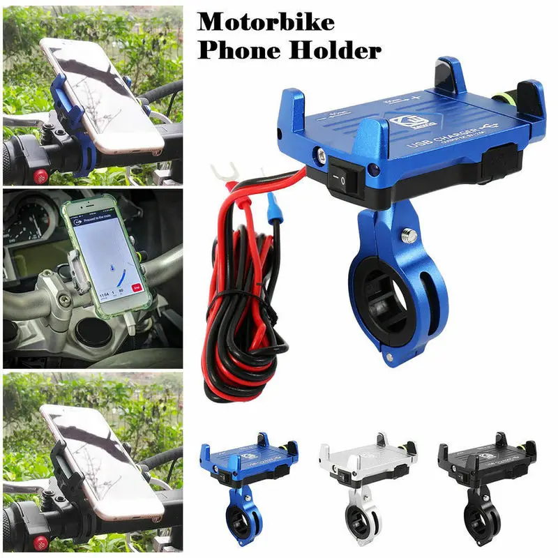 Motorcycle Phone Holder Handlebar Clip With USB Charger Mobile Phone Holder for Electric Car Motorbike Mountain Bike Holder