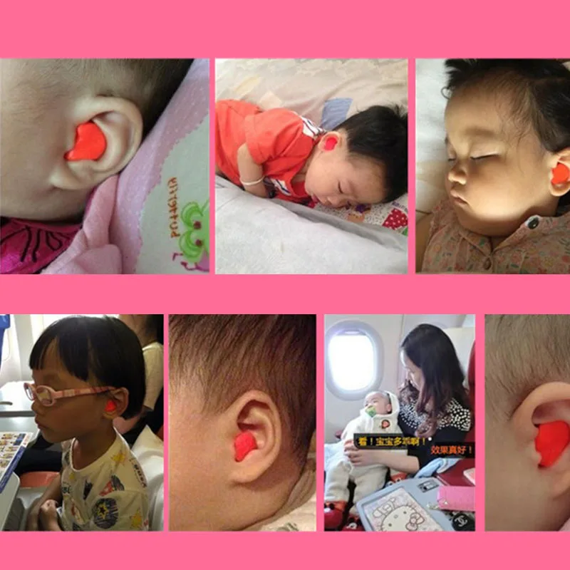 Orange Baby Earplugs Soft Silicone Waterproof Children Swimming Earplugs Kids Earplugs For Swimming Airplane Sleeping Earplugs image 5