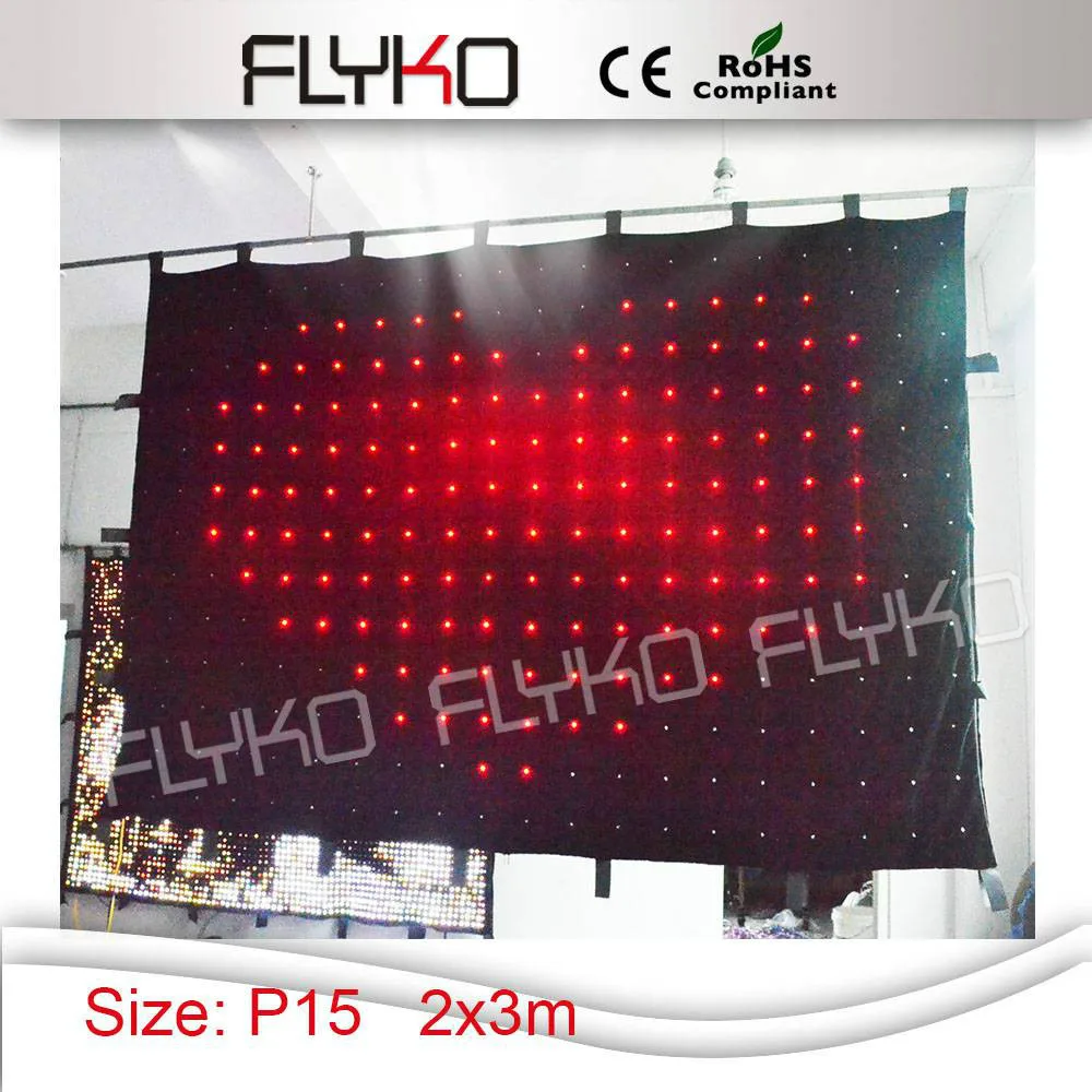 Free shopping P15 2x3m flexible and clear image led video curtain screen