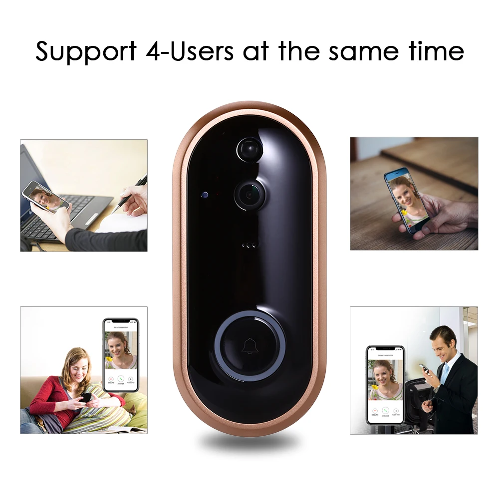 Smart WIFI Doorbell Intercom 1080P Video Ring Door Bell With Camera IR Entry Door Alert Wireless Security Door Call Video Eyes