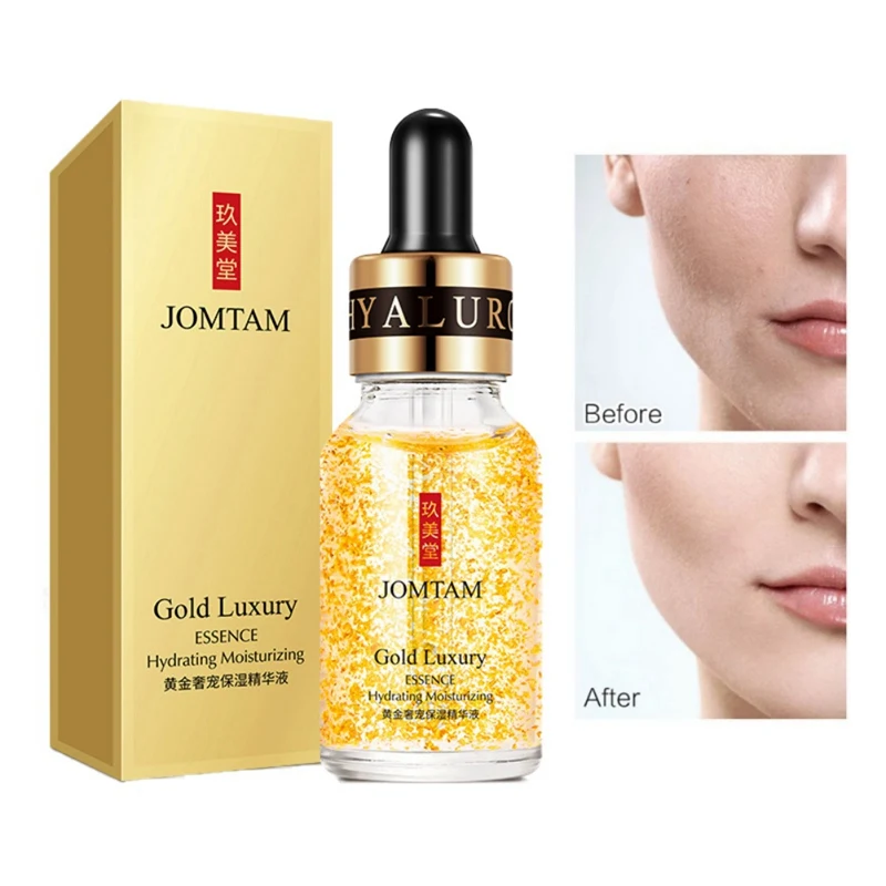 24K Gold Face Serum Moisturizing Shrink Pore Dilute Fine Lines Whitening Essence Face Cream Anti-Aging Lifting Firming Face Care