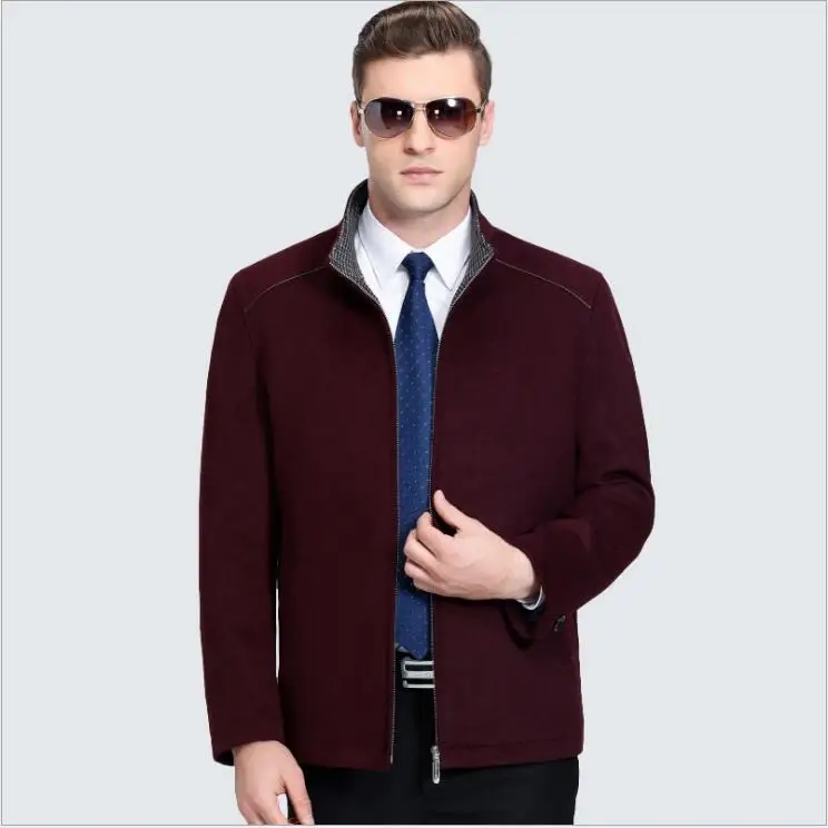 Middle age men's cashmere coat men wool Jacket male turn down collar single breasted woolen outerwear 2019 new autumn winter