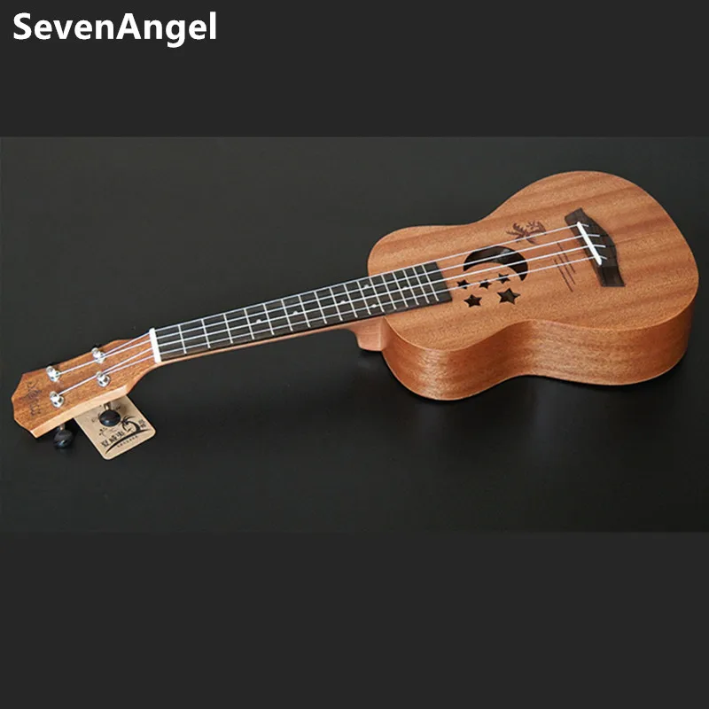 SevenAngel Acoustic Ukulele Guitar 23 Inch Hawaiian Mini Guitar 4 Strings Ukelele Mahogany Star Moon partten Musical Instrument