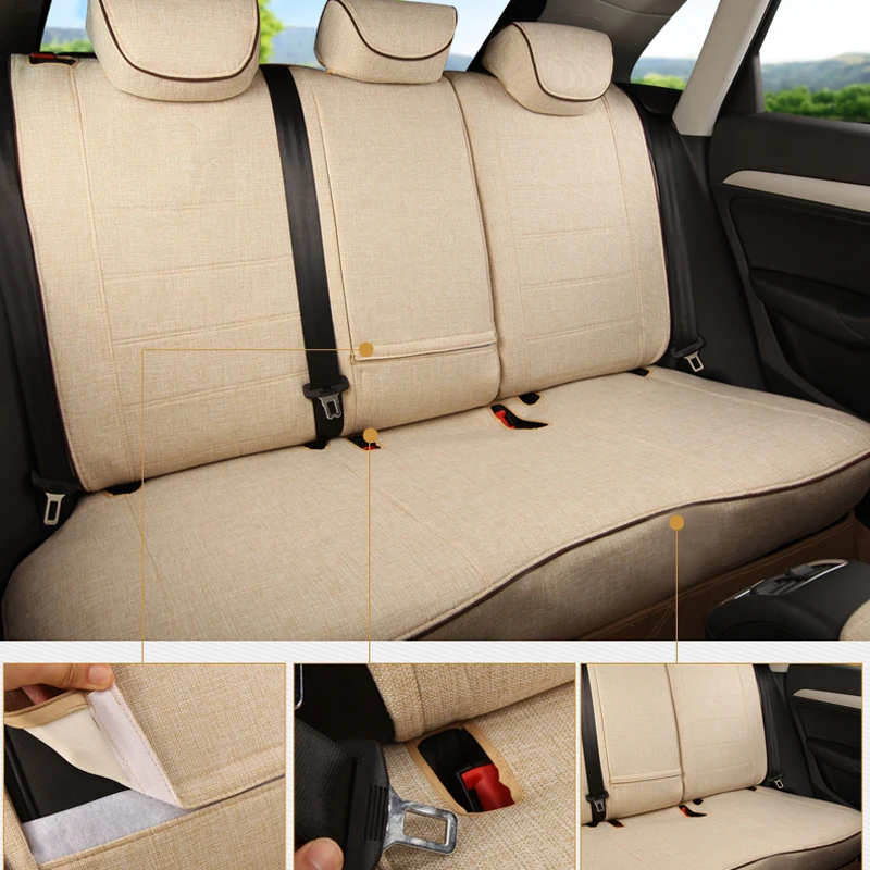 Full Set Car Seat Cover Custom Fit for Lotus L3 Car Interior Accessories Linen Cloth Seat Covers Car Styling Headrest Cover