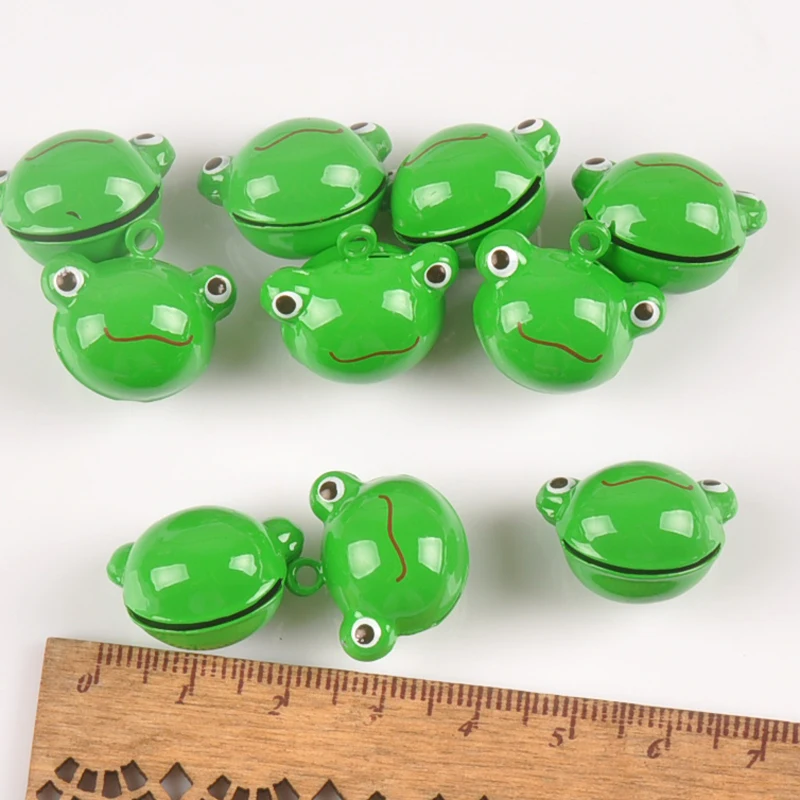 5pcs Frog Charms Cartoon Jingle Bells Christmas Decoration Gift Wholesale for Wind Bell making 21x19mm YKL0698X