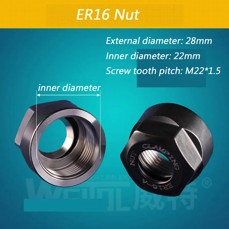 

High Precision ER16 Spring Collet Nut Clamping ER16 (M22*1.5) For CNC Milling Engraving Machine