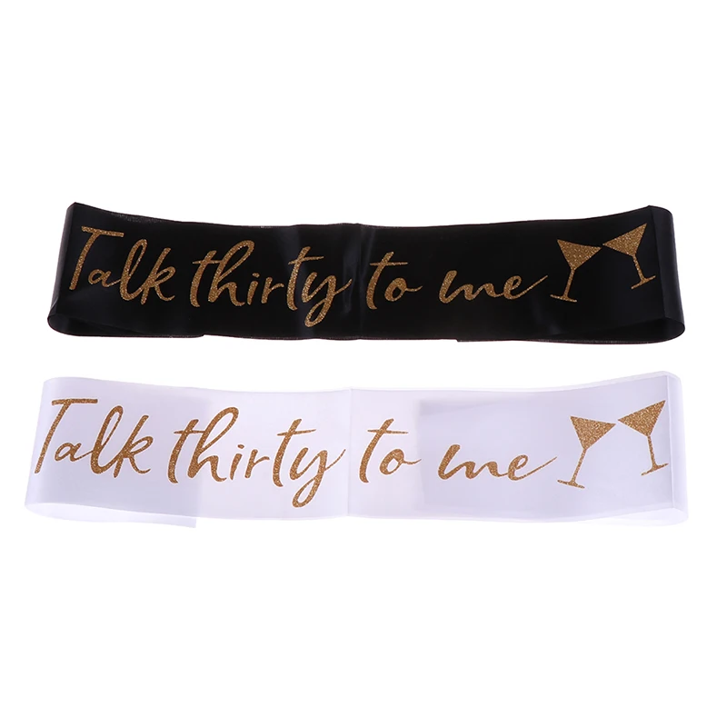 30 year old birthday Sash Happy 30th Birthday Party Decorations Supplies Sash for Women Gold Talk Thirty to Me Satin