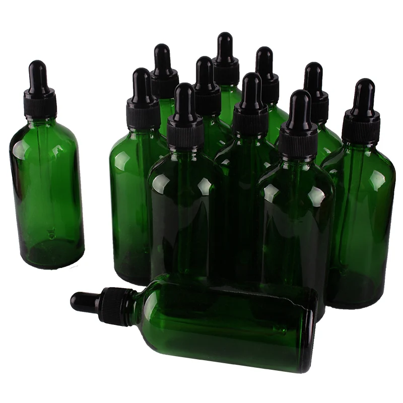 12pcs 100ml Green Glass Dropper Bottles with Pipette for essential oils aromatherapy lab chemicals