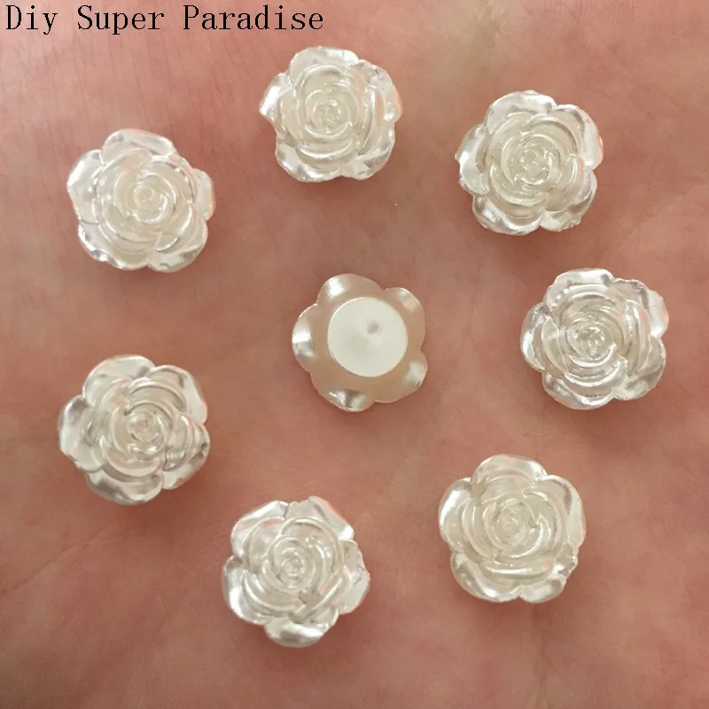 Hot 80PCS 12mm Resin Flower Flatback Stone Embellishment DIY Beads Crafts Scrapbook K479*2