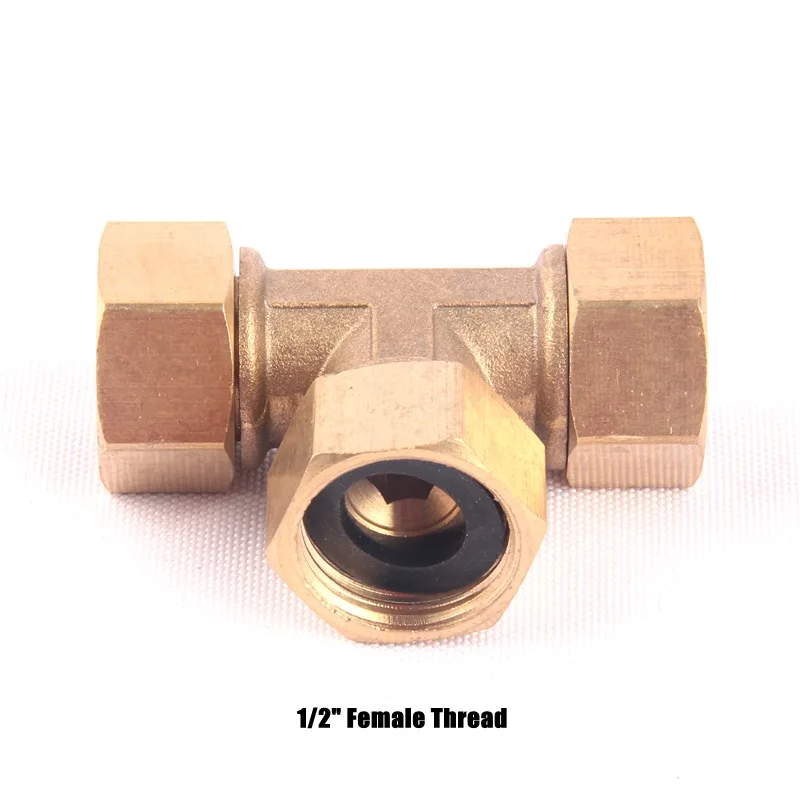 Brass Tee Connector for Garden Irrigation, Female Thread, Metal Joints, Pipe Gar Connector, 3 Way, Union Adapter, 1Pc