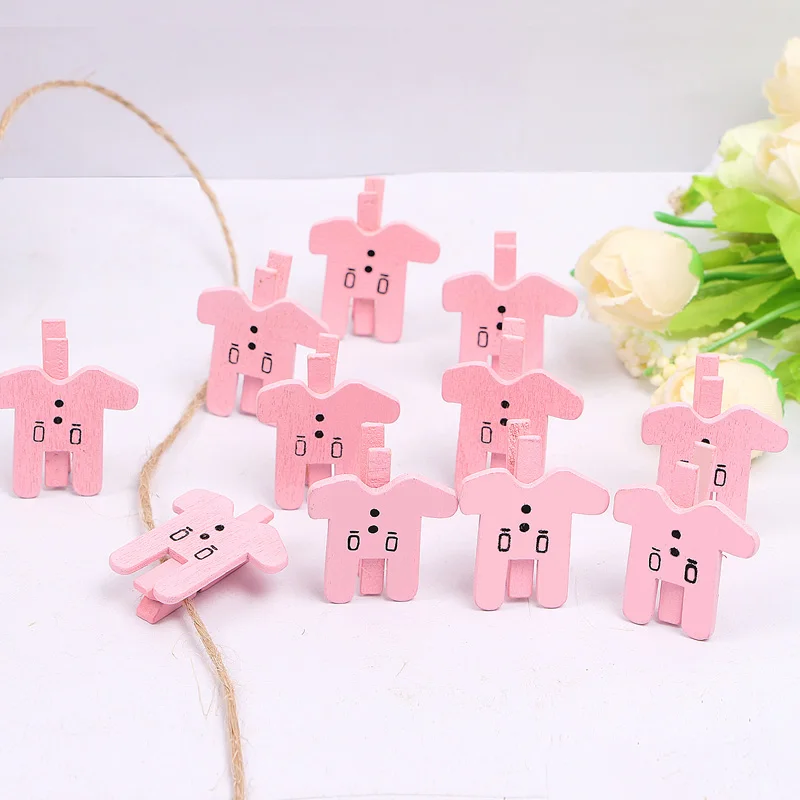 10pcs 30x3mm DIY Pink Big Wood Clothes Pegs Clothespin Clips Office Party Decoration Accessories Photo Hanging Pegs