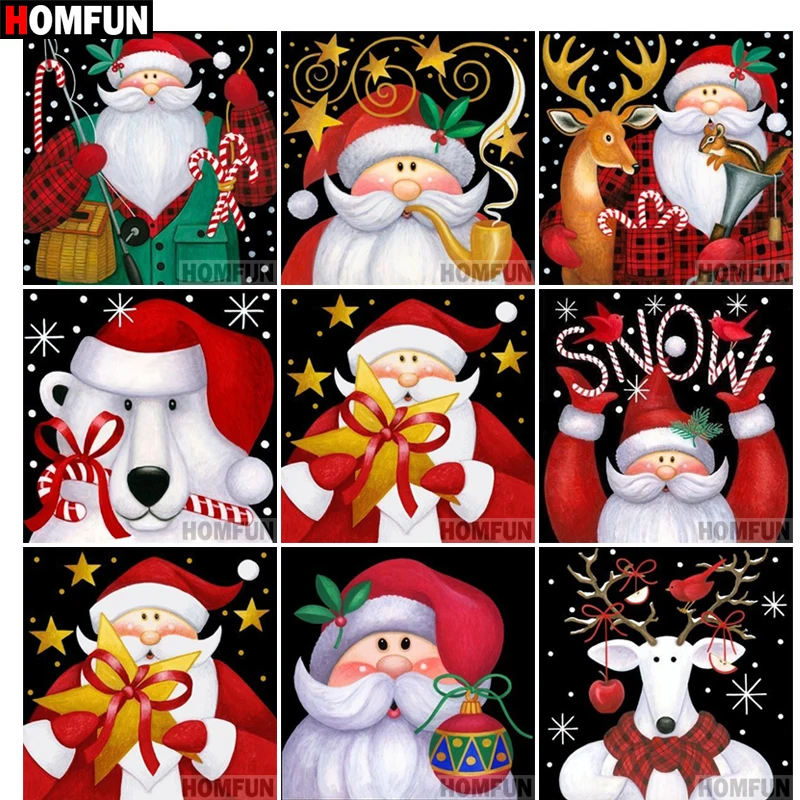 

HOMFUN Diamond Painting "Christmas landscape" Cross Stitch Custom Photo Diamond Embroidery Square Round Drill Home Decor