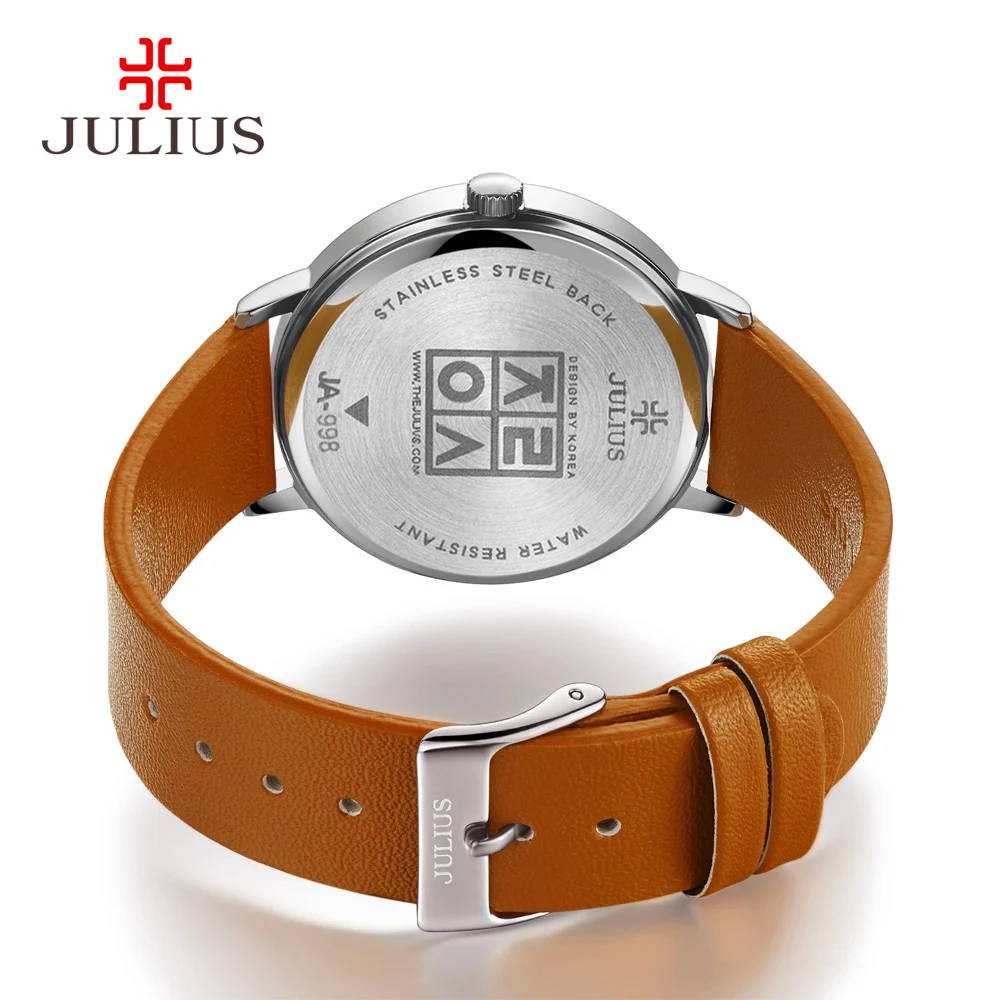 Classic Julius Men\'s Watch Japan Quartz Hours Fashion Clock Leather Bracelet Boy Student Birthday Valentine Gift No Box