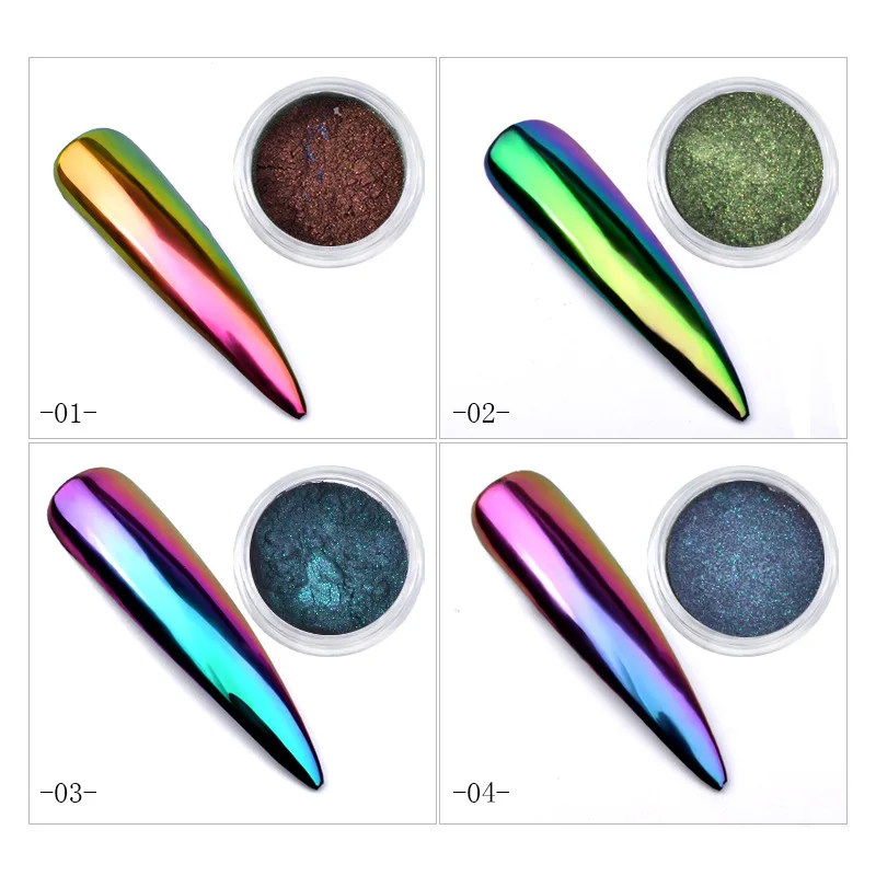 0.2g/ Box Glitter Magic Mirror Dust Powder Chameleon Aurora Nail Art Chrome Pigment Nail Decoration