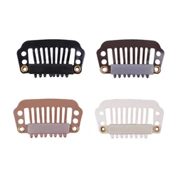 100pcs 28mm 8teeth wigs Clips with silicone back for Hair Extensions accessories 4 colors available