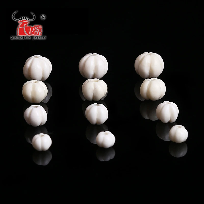 20PCS Yak Bone prayer beads Carved Bead Necklace DIY Scatter Beads Handmade Hand-chain pumpkin Beads Length 8/10/12mm Hole 1.5mm