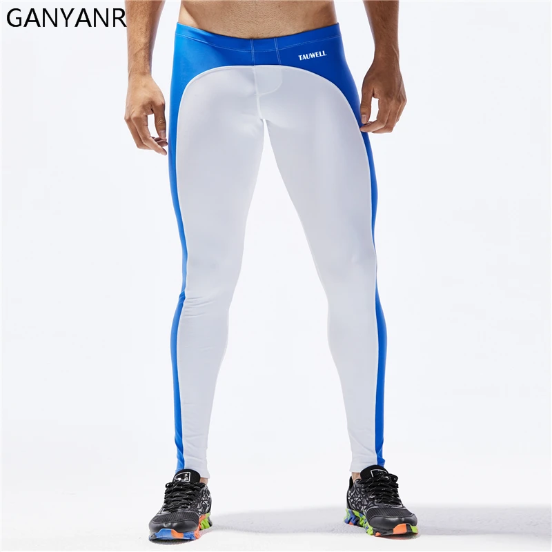 GANYANR Running Tights Men Yoga Basketball Gym Leggings Sport Fitness Athletic Skins Jogging Long Training Compression Pants