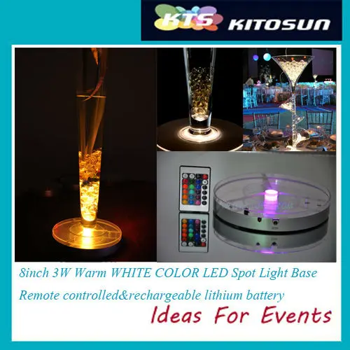 New Product Sale Lithium battery operated dreamlike Multi-color 8Inch led Centerpiece Light Base For Candelabra Crystal