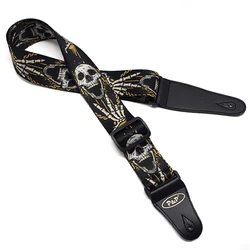 Skull Paw Pattern Guitar Strap, Electric Acoustic Folk Bass