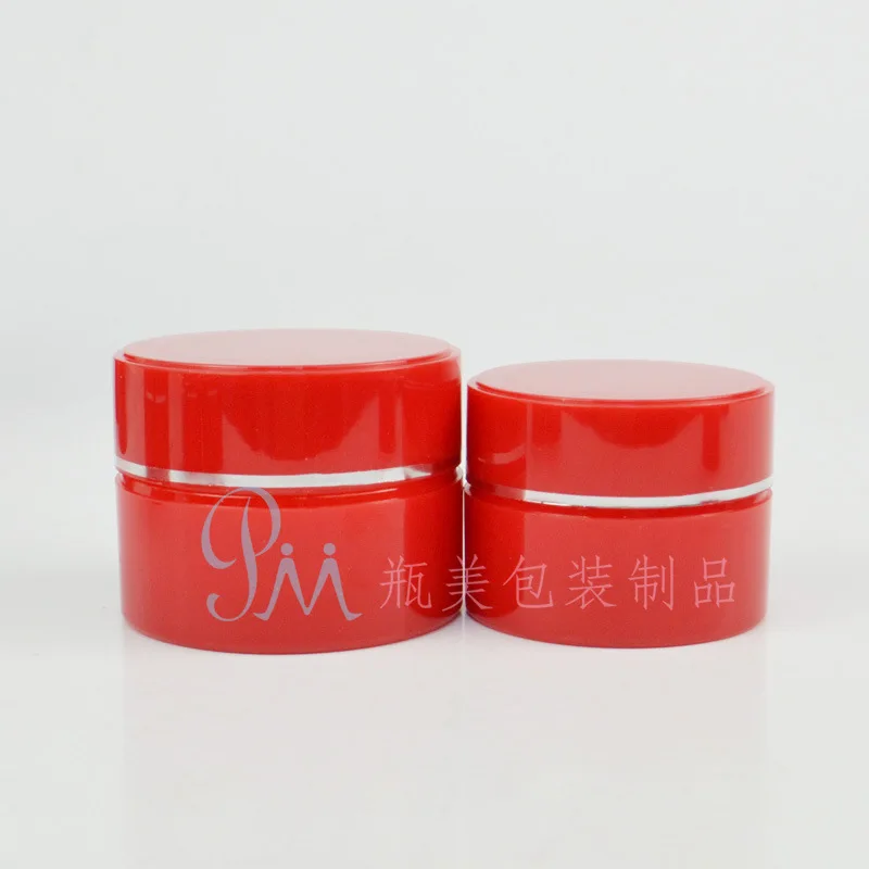 100pcs wholesale 15 g 30g red and white cosmetic jar , hot spot wholesale silver side 15ml and 30ml plastic cream jar